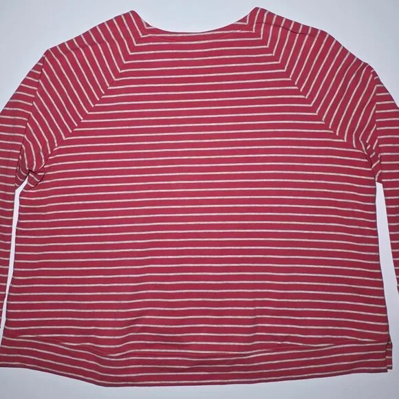 L.L. Bean Womens Red and Gray Striped Long Sleeve Pullover Size 3X Regular - Picture 2 of 11